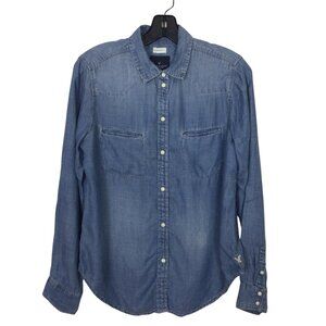 American Eagle Outfitters Shirt Women’s S Small Blue Boyfriend Fit Chambray Top